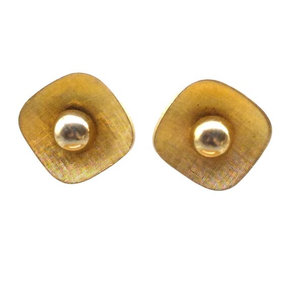 Vintage Emmons Mod Earrings, Gold Tone Clip On - Picture 1 of 5